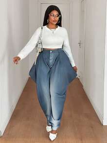 Maweii Quần jogger thường ngày in họa tiết ombre - Màu xanh lam - Xem 5