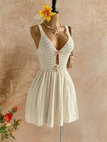 Soleia Women's Vacation Casual Starfish Decor Knit Dress Winter Clothes For Women  Winter Dress Christmas Dress New Year Dress White Dress New Year  Party Dress Beach Dress Elegant Dresses For Women Casual Dresses For Women White Dress For Women - Apricot - View 5