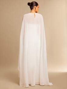 Silquee 女士雪纺无肩带连体裤，纯色，时尚，优雅，宽松 - 白色 - 查看 2