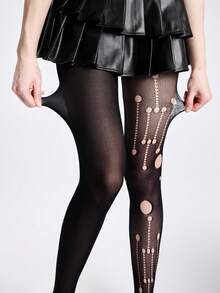 ROMWE Goth Solid Fishnet Tights - Black hole - View 2