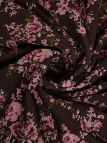 EMERY ROSE Elegant Plus Size Short Floral Dress With Overlap Collar Regular Sleeve And Ruffle Details - Multicolor - View 6