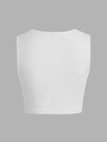 Slaydiva Casual Minimalist Women's Square Neck Tank Top Club For Summer Back To School Valentine's Day Heart Graphic Y2k Beach - White - View 4