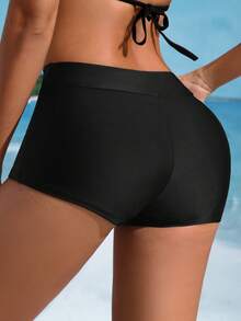 Swim SPRTY Women's Black Modest Swim Shorts,Summer Beach Holiday Bathing Suits Spandex Micro Swimwear Bottom For Cruise,Resort,Island,Boho Vacation - Multicolor - View 3