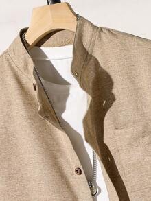 2pcs/Set Teen Boy Gentleman Outfit, Khaki Collared Shirt + Khaki Pants, Versatile Suit For Business, School, Party, Daily Casual Wear, Elegant & Minimalist Style - Khaki - View 4