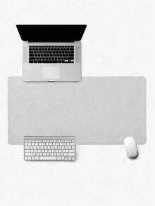 1pc 60cm/90cm Solid Color Double-Sided Leather Mouse Pad Notebook Office Desk Mat Waterproof Leather Easy-To-Clean Keyboard Pad Mouse Pad - Beige - View 1