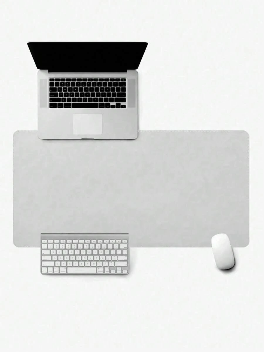 1pc 60cm/90cm Solid Color Double-Sided Leather Mouse Pad Notebook Office Desk Mat Waterproof Leather Easy-To-Clean Keyboard Pad Mouse Pad - Beige - View 1