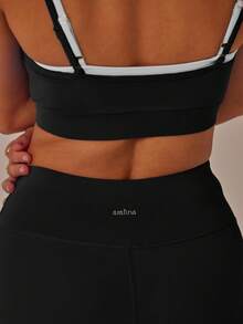 Aralina Double Strap Cut Out Crop Top And High Waist Leggings Stretchy Workout Sets Women - Black - View 9