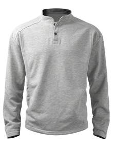 Resyla Men's Casual Button-Up Long Sleeve Pullover Sweatshirt - Grey - View 3
