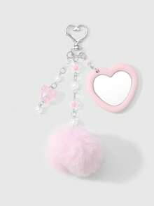 ROMWE Kawaii 1 mặt dây chuyền hình ngôi sao acrylic, nốt nhạc, nơ, chuông, gương trái tim, móc khóa bóng lông dễ thương và thời trang cho cặp đôi/bạn thân, phụ kiện đa năng, thích hợp để đeo hàng ngày, quà tặng ngày lễ - Nhiều màu - Xem 3