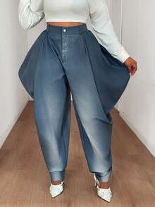 Maweii Quần jogger thường ngày in họa tiết ombre - Màu xanh lam - Xem 3