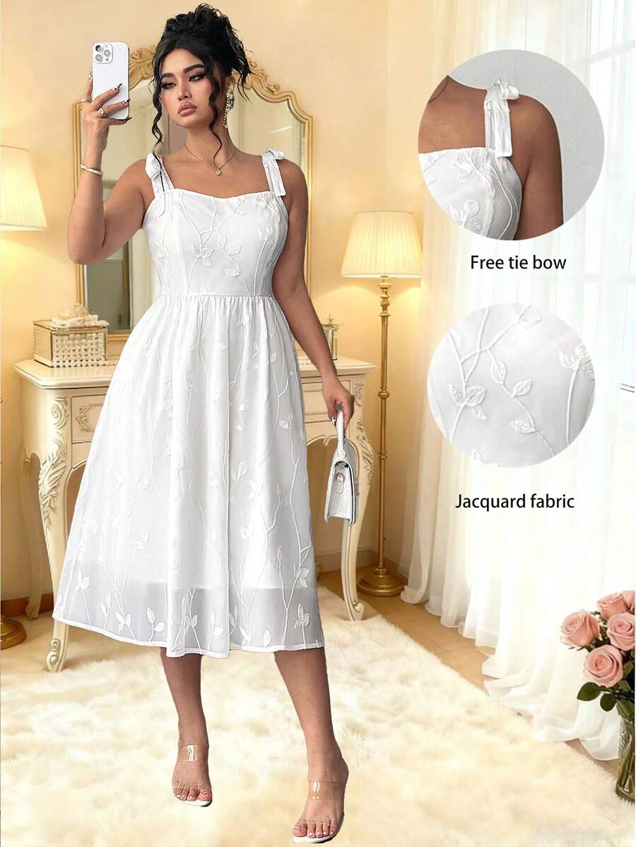 Auvina Vestido de verano elegante bordado para mujer - Blanco - Ver 1