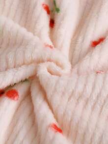 Tween Girls Pajamas-2 Piece Pajama Set Cherry Print Light Pink Red Trim Round Neck Long Sleeve Top Long Pants Cozy Soft Breathable Loungewear Sleepwear Gift Idea Four Season 2026 New Year Holiday Essential - Red and White - View 3