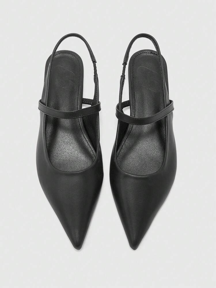 CUCCOO BIZCHIC Women's Pointed Toe Slingback Flats, Black, Comfortable Casual Commuting Work Office Shoes For Christmas