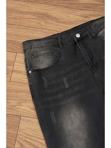Manfinity Hypemode Men's Casual Multipocket Simple Design Denim Jeans, Everyday Wear - Black - View 4