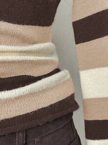 EgrlEra Women's Casual Colorblock Striped Flare Sleeve Sweater, Autumn - Multicolor - View 5