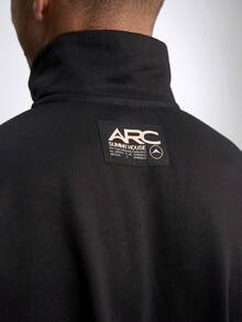 Sweat-shirt-shirt décontracté à manches longues avec fermeture éclair et imprimé lettres pour hommes - Noir - Voir 5