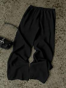 Attitoon Pantalones de chándal rectos sueltos con cordón frontal, estampado de flores cruzadas negro, cómodos y cálidos, estilo vintage punk Y2K, versátil para fiesta, aeropuerto, adecuado para otoño/invierno - Negro - Ver 2