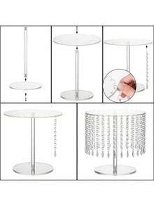 1 chiếc hoặc 1 bộ đế bánh acrylic, đế bánh cupcake tròn, trưng bày món tráng miệng trong suốt, bánh cốc trà chiều có đèn chùm pha lê cho tiệc cưới, tiệc sinh nhật, tiệc chào đón em bé, trang trí bàn ăn (Tự lắp đặt và vận hành dễ dàng, số lượng phụ kiện cụ thể được chỉ định trong sơ đồ SKU) - Trong sáng - Xem 6
