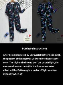 Tween Boys' Video Game Luminous Graphic Front Zipper Long Sleeve Jumpsuit Snug Fit Loungewear - Multicolor - View 13