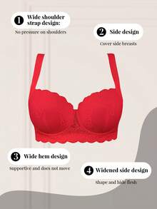 SHEIN 3pcs/Set Plus Size Lace Comfortable Seamless Supportive Underwire Bras - Multicolor - View 3
