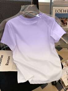 Resyla 热销款式，甜美渐变紫色郁金香女士短袖T恤，购物约会必备小众风格，时尚春夏之选 - 彩色 - 查看 2