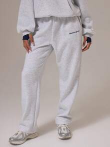 Musera Sport Sport Mid Rise Wide Leg Tracksuit Bottoms Only Winter Activewear Sport Gym Workout - Light Grey - View 2