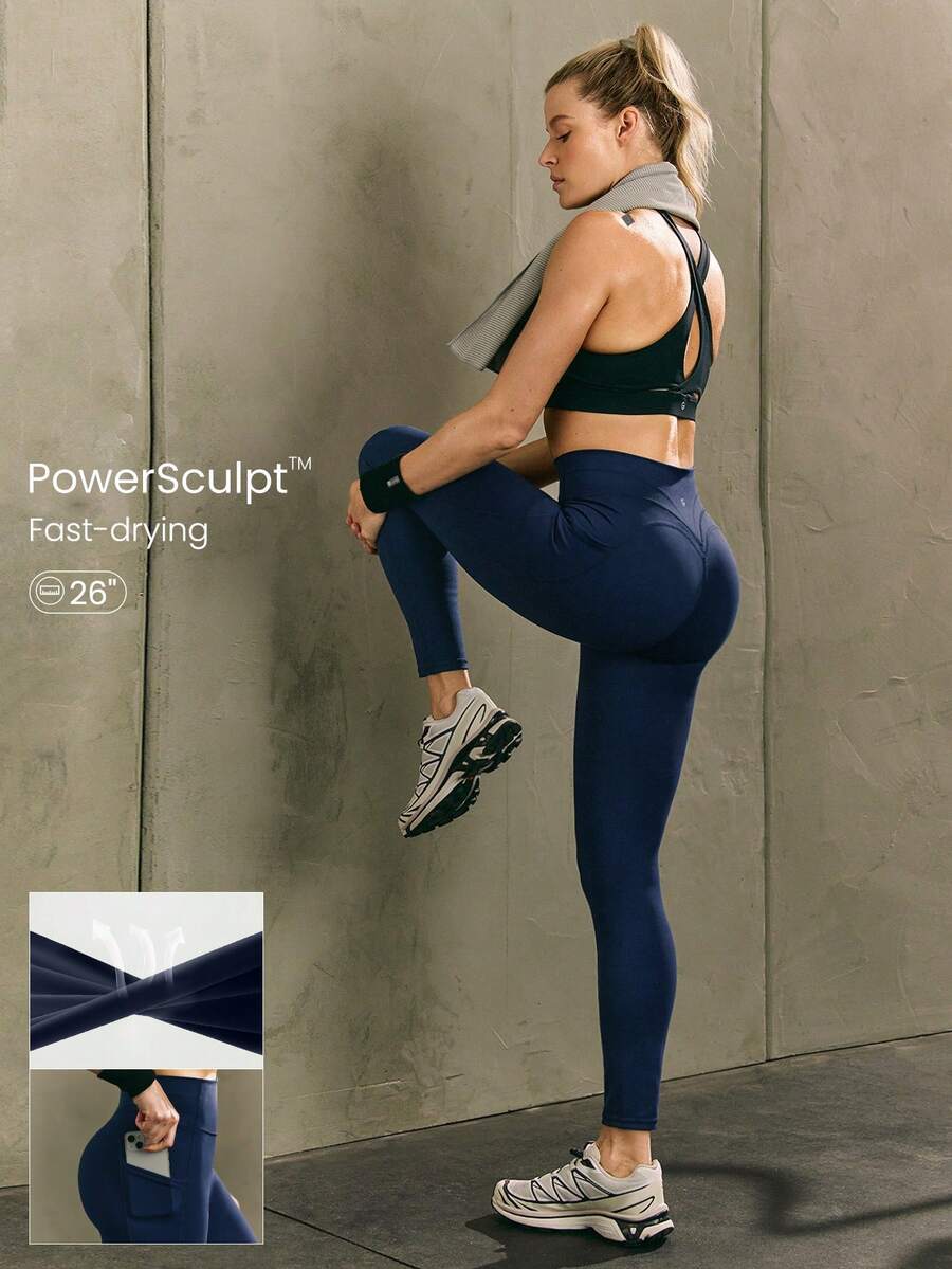 GLOWMODE Mallas de entrenamiento Powersculpt de 26" de impacto medio, entrenamiento rápido, transpirables y con sensación de frescura para el gimnasio - Dark Blue - Ver 1