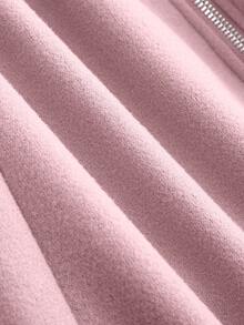 SHEIN Tall 高个系列女士秋冬百搭修身长款羊毛混纺大衣 - 粉色 - 查看 4