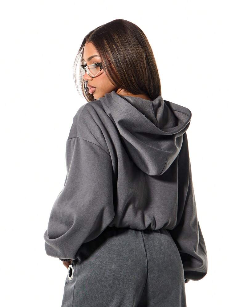 SUMWON WOMEN Oversized Zip Hoodie With Star Applique