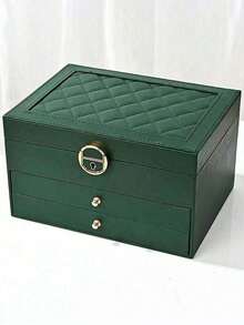 1PC2 Layer/3 Layer Large Capacity Jewelry Box, Gift Leather Jewelry Box, Portable Jewelry Storage Box, Bathroom Storage Box, Desktop Storage Drawer Box, Stackable Storage Box Rack, Dressing Table Jewelry Storage Box With Drawers - Multicolor - View 17