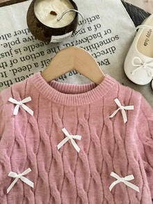 LMoss Kids LMoss Young Girl Young Girl Casual Sweater With Bow Decoration - Dusty Pink - View 6