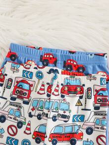 Cozy Pixies Bộ đồ ngủ 4 món ôm sát cho bé trai/bé gái sơ sinh, áo len cổ tròn dài tay mềm mại họa tiết ô tô hoạt hình và quần dài cạp chun - Nhiều màu - Xem 6