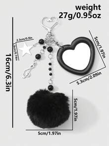 ROMWE Kawaii 1 mặt dây chuyền hình ngôi sao acrylic, nốt nhạc, nơ, chuông, gương trái tim, móc khóa bóng lông dễ thương và thời trang cho cặp đôi/bạn thân, phụ kiện đa năng, thích hợp để đeo hàng ngày, quà tặng ngày lễ - Nhiều màu - Xem 13