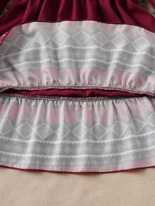 Rochie elegantă pentru fete, cu imprimeu retro, decolteu rotund, tiv cu volane, mânecă lungă, linie A, casual, potrivită pentru vacanță, călătorii, Crăciun, Ziua Îndrăgostiților, purtare zilnică, primăvară/toamnă/iarnă