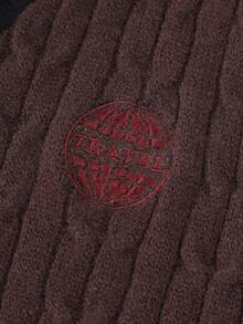 Manfinity Hypemode Men's Autumn/Winter Casual Versatile Letter Embroidered Knit Vest - Brown - View 5