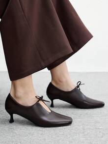 CUCCOO BIZCHIC Giày cao gót buộc dây thanh lịch dành cho nữ - màu nâu - Xem 5