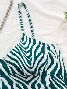 Soleia 女式夏季斑马纹吊带背心，配有抽绳开衩下摆中长裙 2 件套 - 彩色 - 查看 3