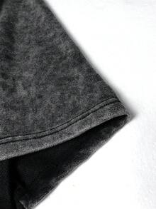 男士字母印花抽绳阔腿休闲运动裤，PAVTROS，Y2k，狂欢节，街头服饰，复古，度假，我爱我的男朋友，情人节 - 黑色 - 查看 4