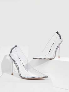 CUCCOO SZL 休闲时尚透明尖头细跟女式高跟鞋 - 白色 - 查看 2
