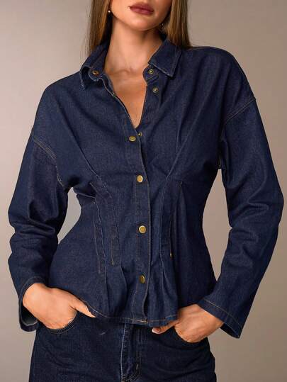 Avantive Fall & Winter Women Romantic/Prom/Formal/Birthday/90s /Business Casual/Elegant/Western Wear/Going Out/Fashion/Casual/Y2k Clothes/Club/Office /Cocktail/Vintage/Bodycon/Rave Outfits/Funny/Classy/Old Money/Streetwear/Vacation/Country Concert/Work/Modest/Spring Break/Bachelorette Outfits/Concert/Baddie/Basic/Graduation/Blue Washed/Christmas Ladies Denim Tops/New Year Ladies Denim Tops/Party Denim Tops/Commuting Denim Tops/Dark Blue Washed Structured Design Denim Tops/ Jean Shirts For Women