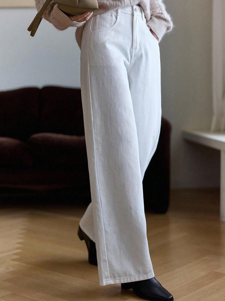 Women's Loose Street Style Straight Leg Jeans, Casual City Pants