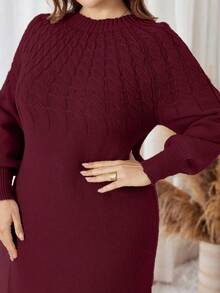 Lacomfia Robe décontracté en tricot de couleur unie, polyvalente, grande taille, automne/hiver