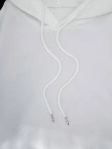 SHEIN EZwear 女式标语印花落肩长袖宽松连帽运动衫，休闲风格，毕业典礼，教师，返校套头衫秋季 - 白色 - 查看 4