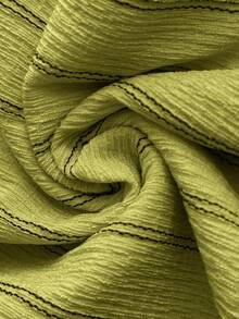 Elaquor 大码休闲度假条纹无袖A字娃娃衫和直筒休闲裤套装 - 綠色 - 查看 3