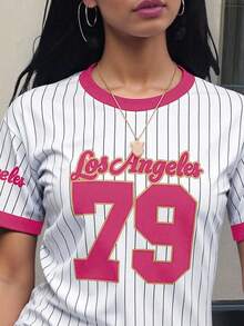 INAWLY 洛杉矶 79 图案女式 T 恤 - 柔软、透气、可机洗短袖上衣，非常适合春夏休闲穿着，尺码从 XS 到 XL，女士 T 恤 - 彩色 - 查看 3