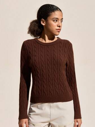 Exploreva Women's Casual Solid Color Knit Sweater, Versatile For Autumn/Winter Outdoor Workout Exercise Jogging Athletic Sweater