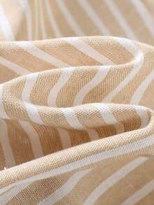 SHEIN 1pc Young Boy Casual Comfortable Stylish Simple Practical Versatile Soft Khaki Striped Fabric Bib Overall Pants, Suitable For Spring/Summer