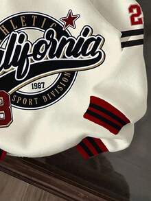 Sudadera holgada y cómoda con bloque de color y letras en inglés, estilo streetwear Y2K, adecuada para otoño/invierno, para niño preadolescente - Multicolor - Ver 4