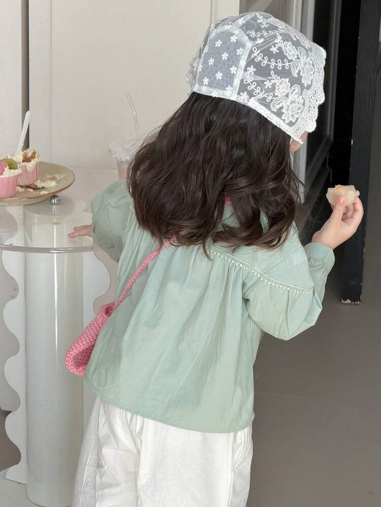 Baby Girl Floral Embroidery Lapel Long Sleeve Single-Breasted Casual Shirt Spring