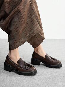 CUCCOO BIZCHIC Comodi zeppe e flatform casual da donna per loafer natalizi - Castano - Visualizzare 4
